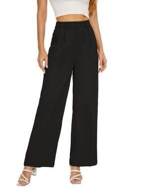 Funyyzo Classic High-Waisted Wide-Leg Pleated Pants - XL